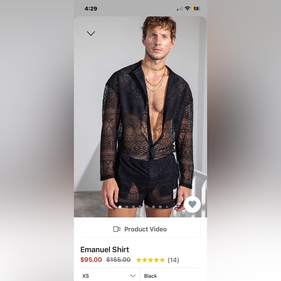 Black lace two piece men's clothing from ORRTU